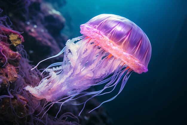 View of beautiful jellyfish swimming in water