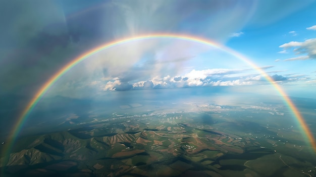 View of beautiful rainbow over nature landscape