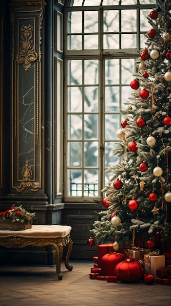 View of beautifully decorated christmas tree in home