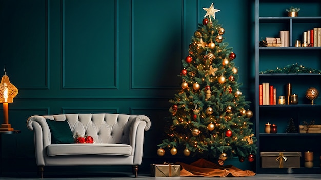 View of beautifully decorated christmas tree in home