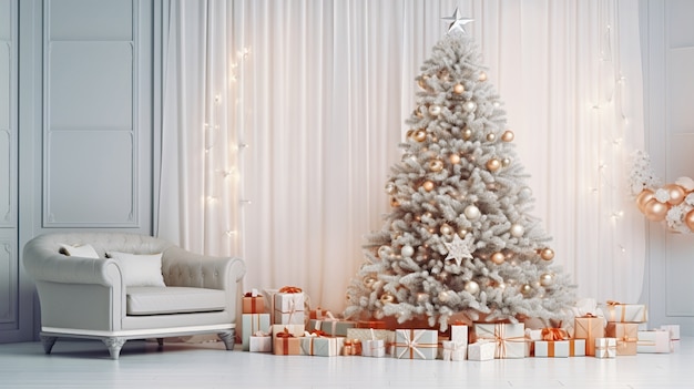 View of beautifully decorated christmas tree in home