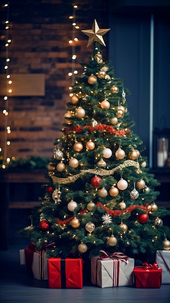 View of beautifully decorated christmas tree