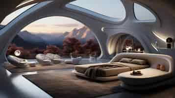 Free photo view of bedroom with futuristic decor and style