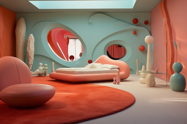 Free photo view of bedroom with futuristic decor and style