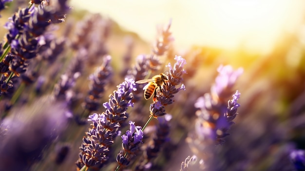 Free photo view of bee on flower