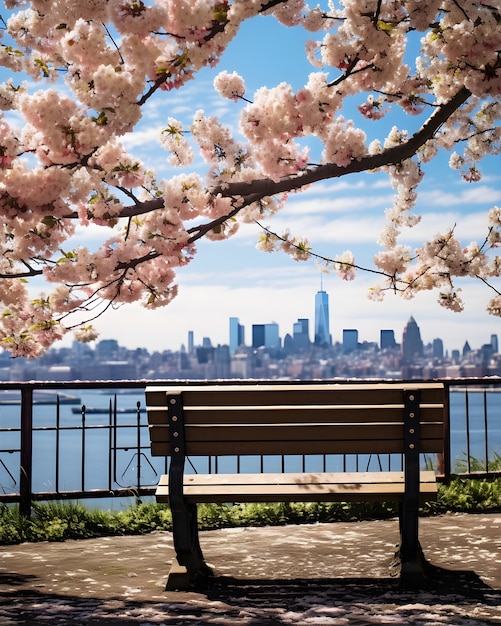 Free photo view of bench in new york city