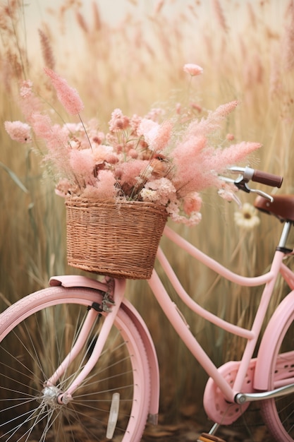 Free Photo view of bicycle with flower basket