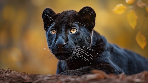 Free photo view of black panther in nature