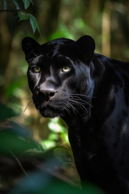 View of black panther in the wild