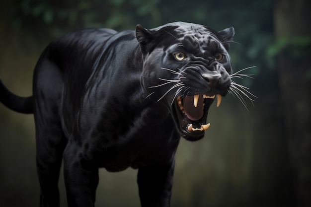 Free Photo view of black panther in the wild