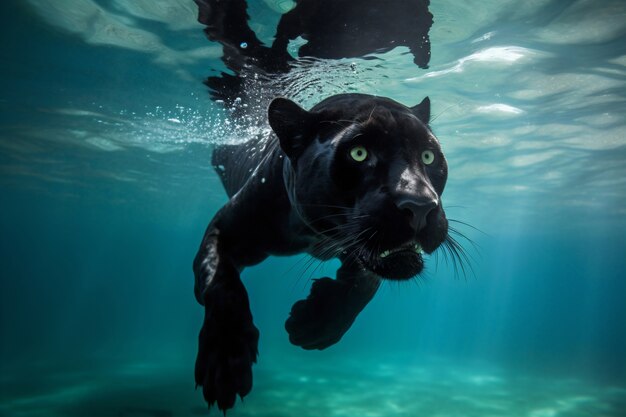 View of black panther in the wild