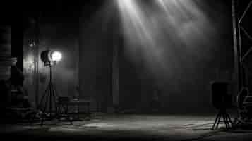 Free photo view of black and white light projector for theatre