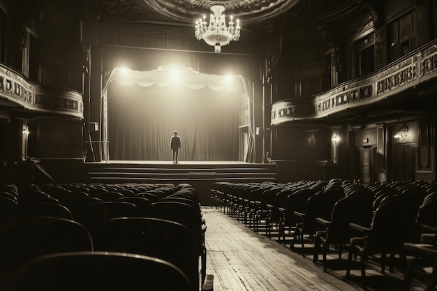 Free Photo view of black and white person attending theatre