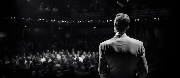 Free Photo view of black and white person attending theatre