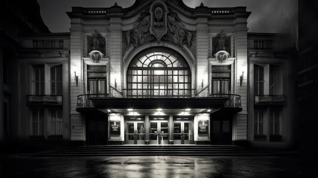 Free Photo view of black and white theatre building exterior