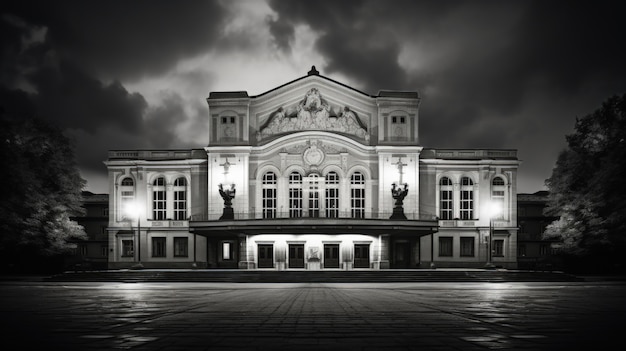 Free Photo view of black and white theatre building exterior