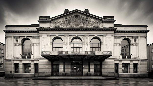 Free Photo view of black and white theatre building exterior