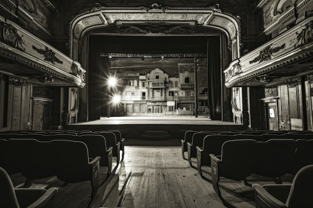 Free Photo view of black and white theatre room