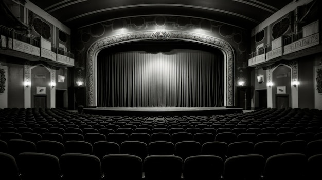 Free Photo view of black and white theatre room