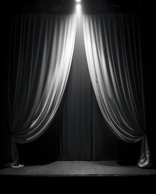 Free Photo view of black and white theatre stage curtains