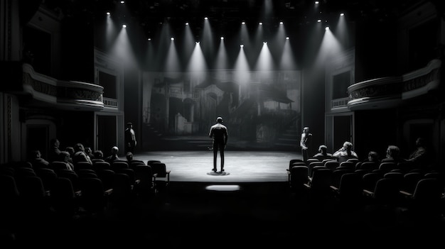 Free photo view of black and white theatre stage