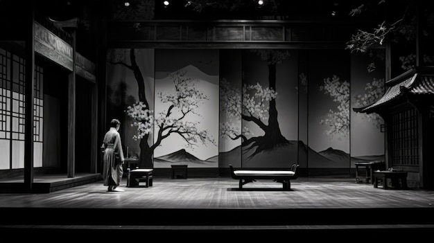 Free photo view of black and white theatre stage