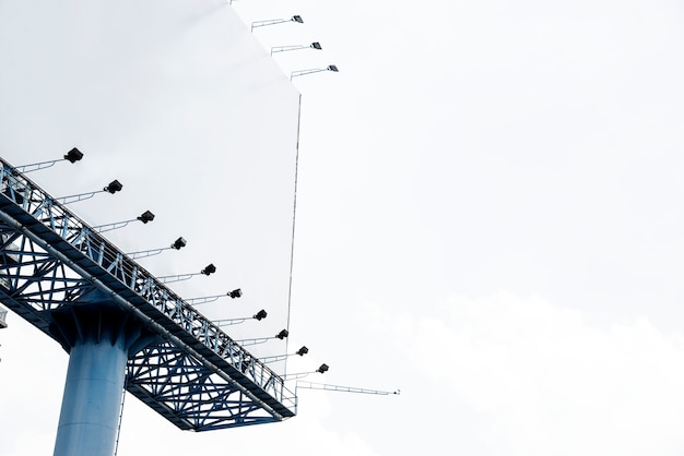 Free photo view of a blank billboard from below