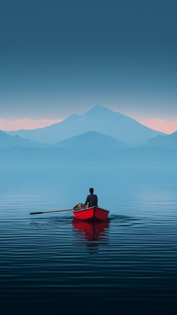 View of boat floating on water with nature scenery