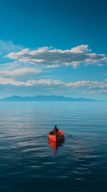 View of boat floating on water with nature scenery