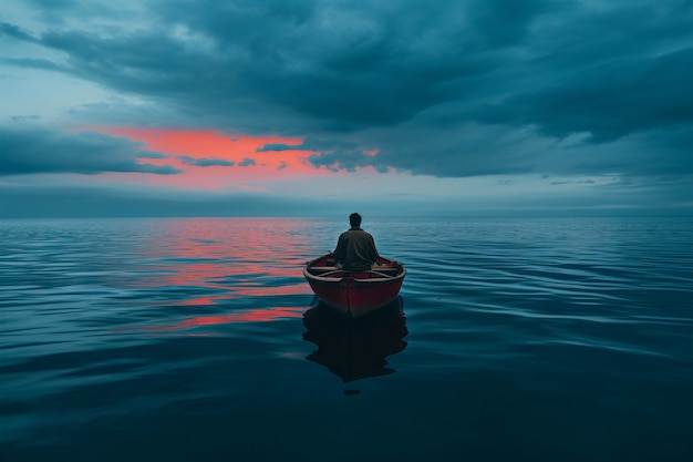 View of boat floating on water with nature scenery