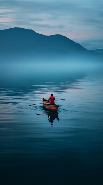 View of boat floating on water with nature scenery