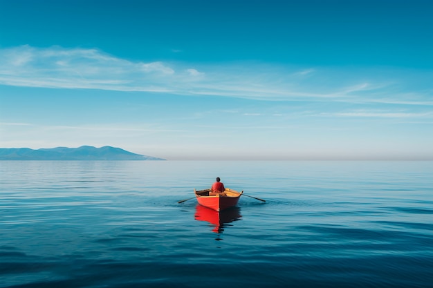 View of boat floating on water with nature scenery