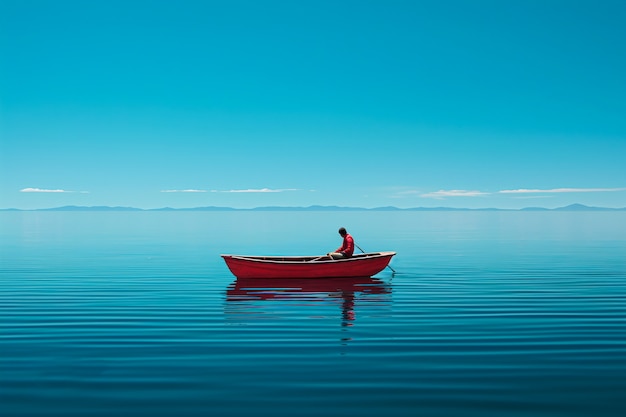 Free Photo view of boat floating on water with nature scenery