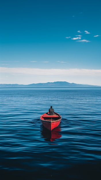 View of boat floating on water