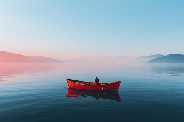 Free Photo view of boat floating on water