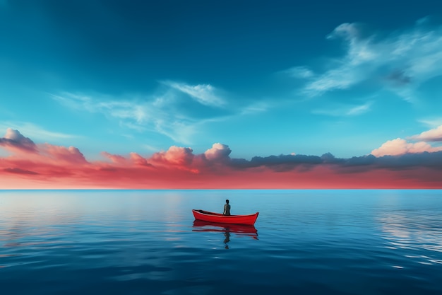 Free photo view of boat floating on water