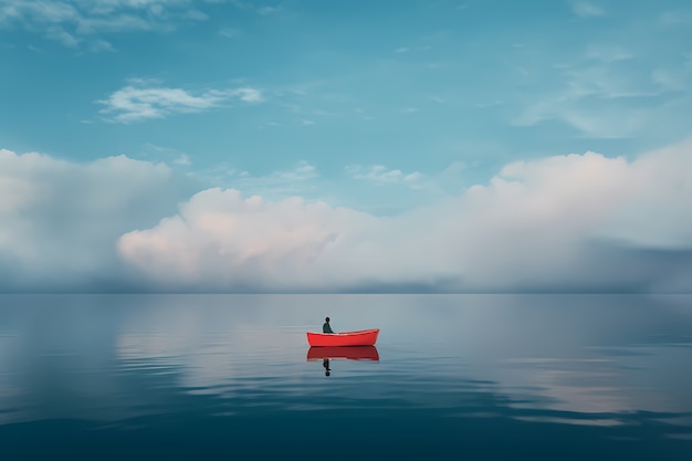 Free Photo view of boat floating on water