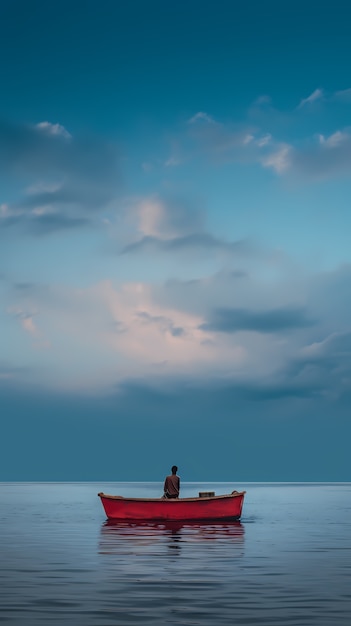 Free Photo view of boat floating on water