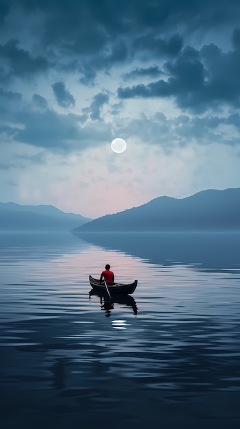 Free Photo view of boat on water at night