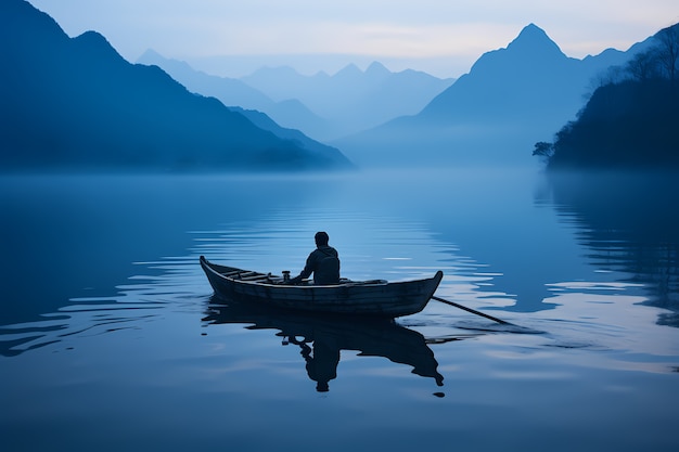 Free photo view of boat on water