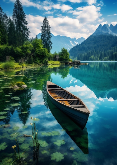 Free photo view of boat on water