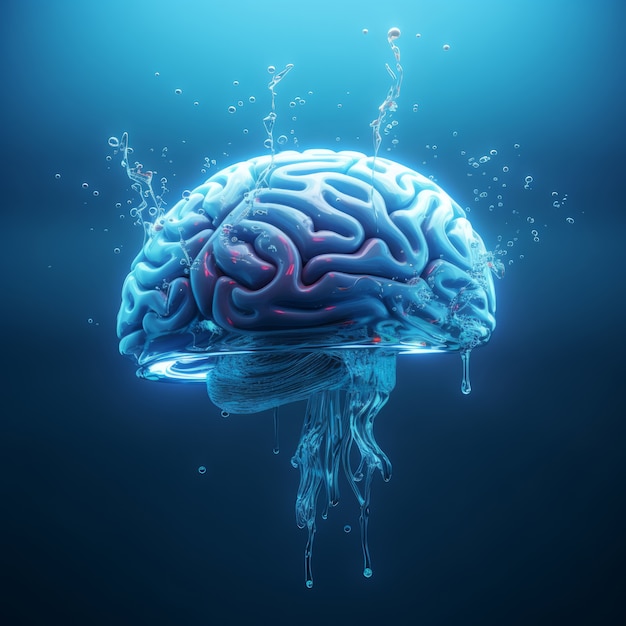 View of brain underwater