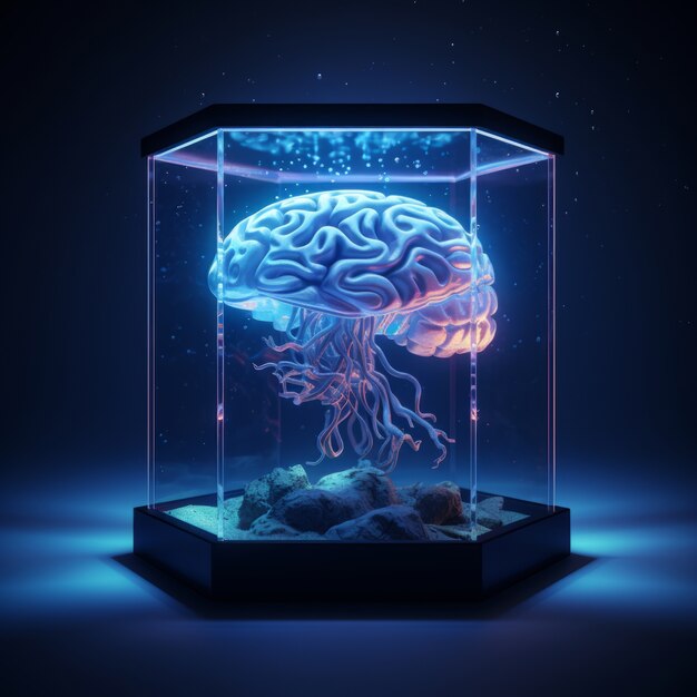 View of brain underwater