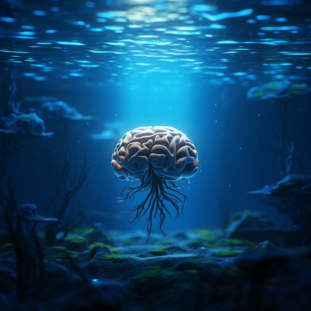 View of brain underwater