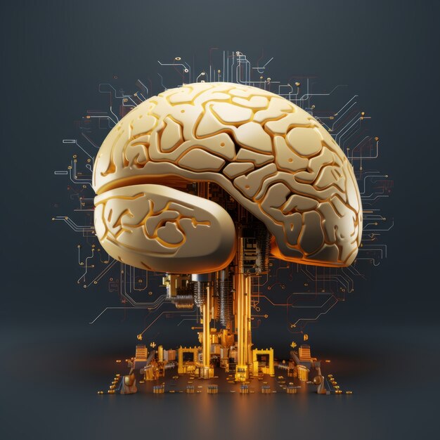 View of brain with circuit board