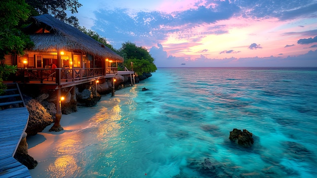 View of breathtaking beach and nature landscape