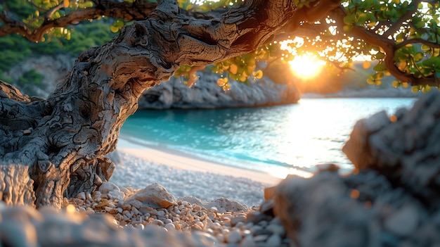 Free photo view of breathtaking beach and nature landscape