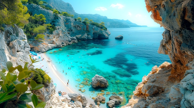 View of breathtaking beach and nature landscape