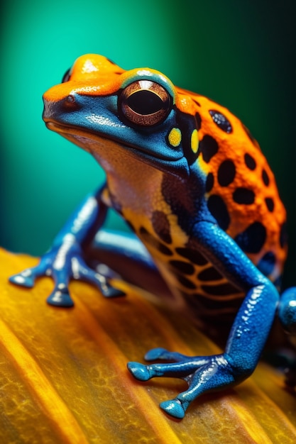 View of brightly colored frog in nature