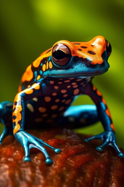 View of brightly colored frog in nature